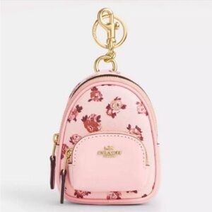 Coach Pink Floral Keychain Backpack
